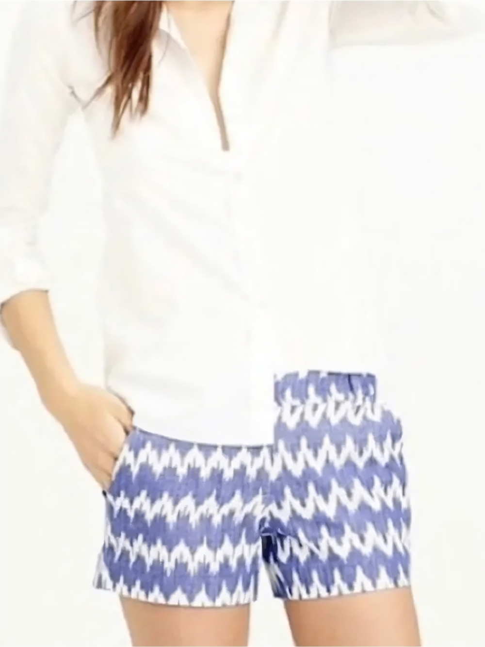 J. Crew Blue Patterned Cotton Shorts Size 10